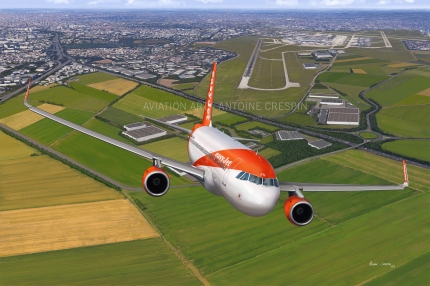 EasyJet A320 on departure from Paris Orly airport.